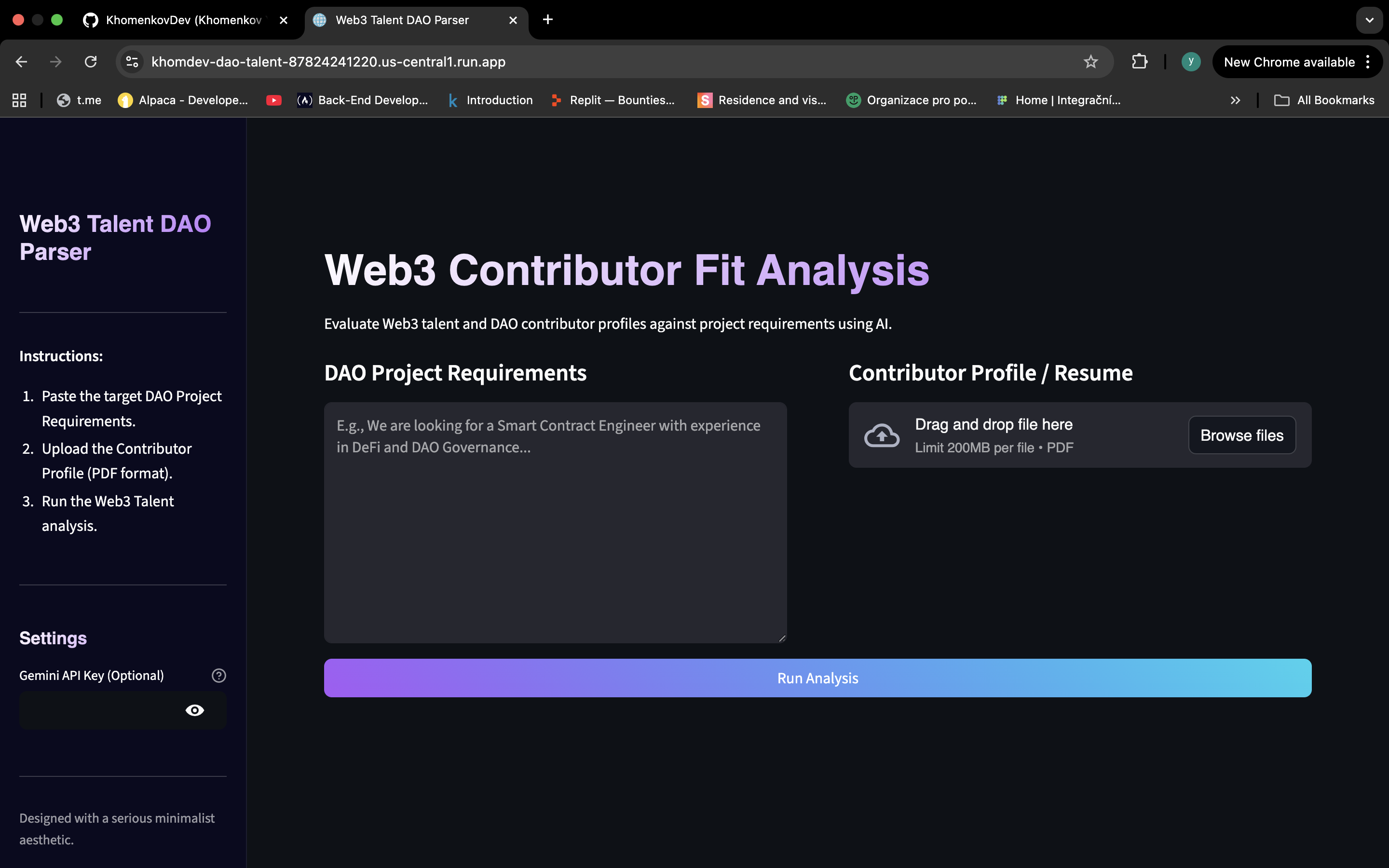 DAO Talent Parser Screenshot